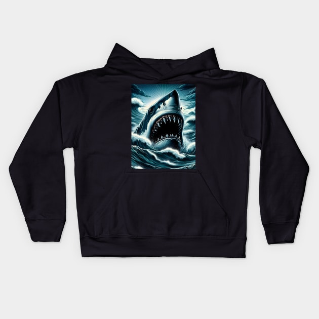 Unleash Oceanic Dread: Dive into Shark-Inspired Thrills with our Jaws-Inspired Collection! Kids Hoodie by insaneLEDP